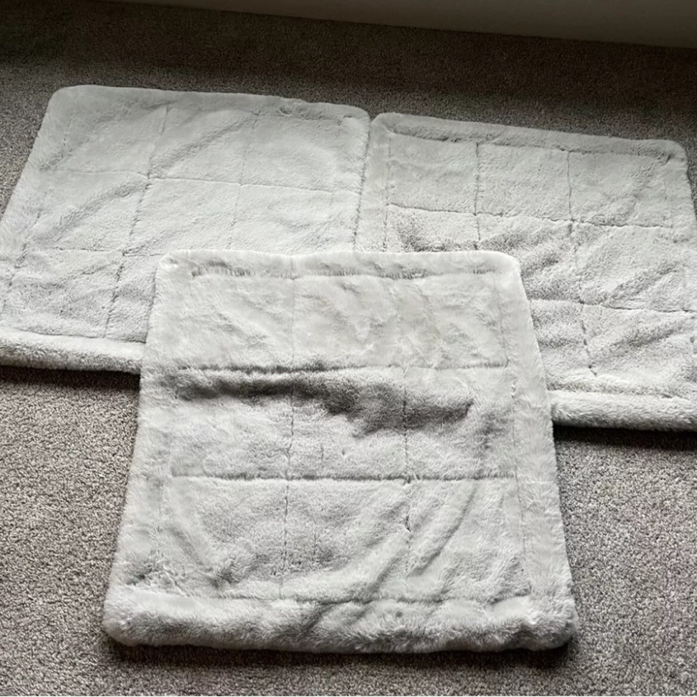 Pottery Barn ALPINE FAUX FUR Euro Shams. One small tear by zipper.